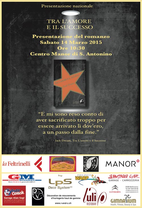 R & C soutient la sortie du premier roman de Gianmarco Caruzo, Tra l amore e il successo
